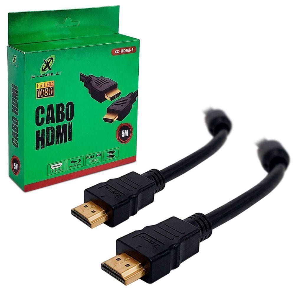Cabo Hdmi X-cell, Full Hd, Com Filtro, Emborrachado, 1.4v, 5m, Preto - Xc-hdmi-5