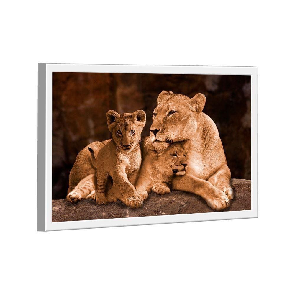 Quadro Leoa E 2 Filhotes -- Br Artes