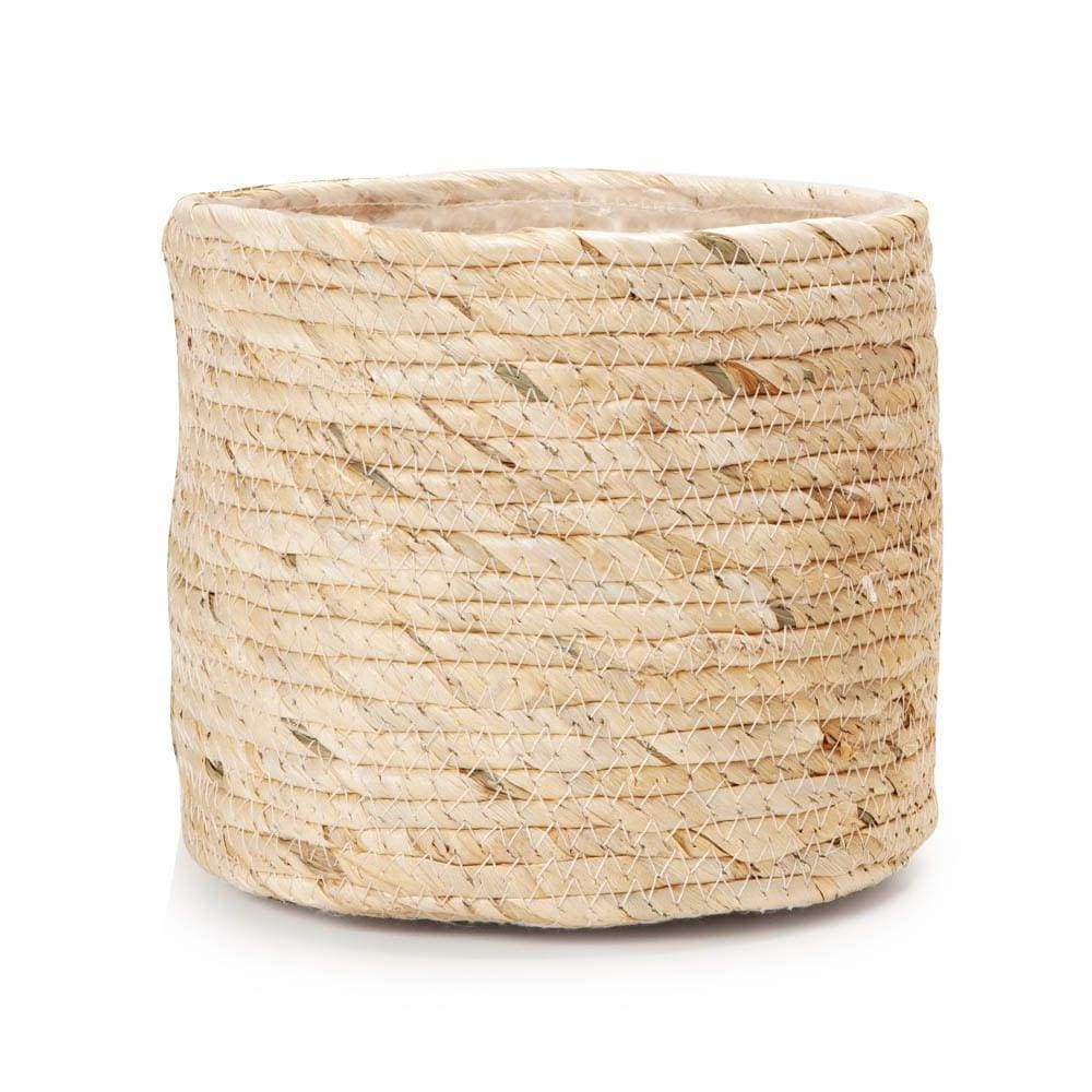 Cachepot em Fibra Natural Cesto Bege - 27cm
