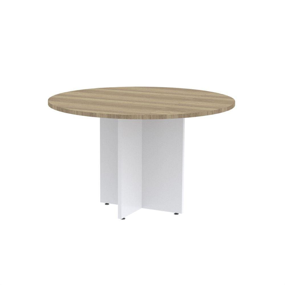 Mesa Reunião Redonda Mrr1100p25pp Noce Naturalle/Branco