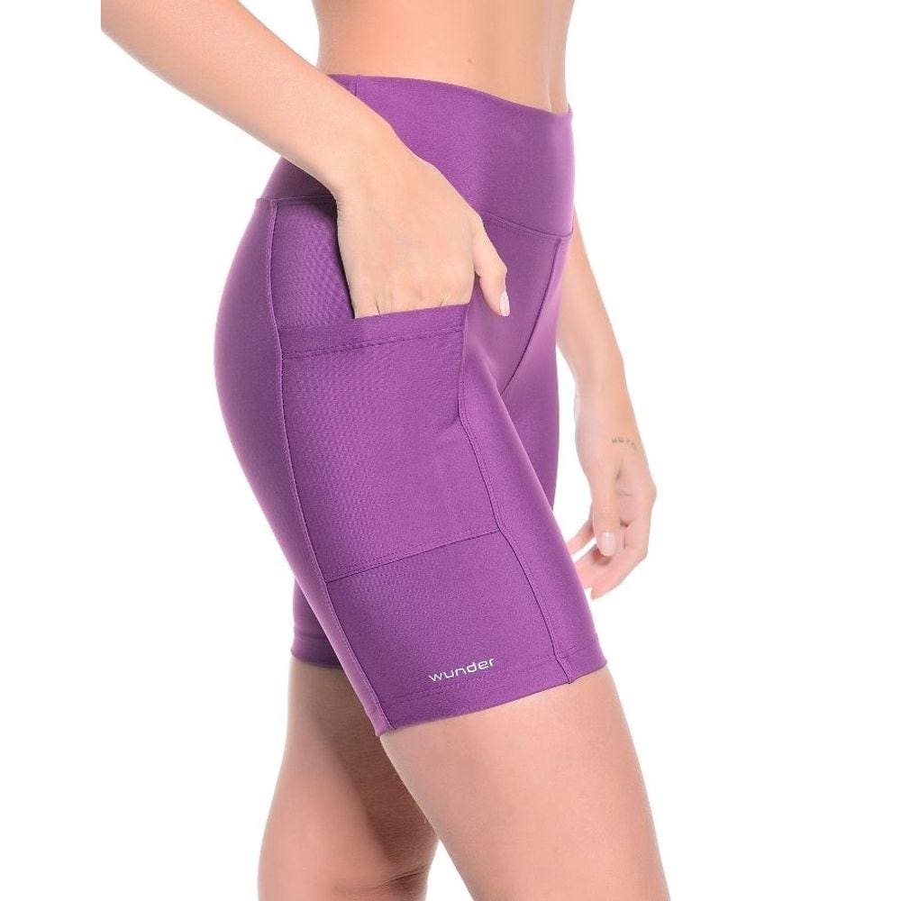 Bermuda Wunder Feminina Bolso lateral Power Gym Roxo
