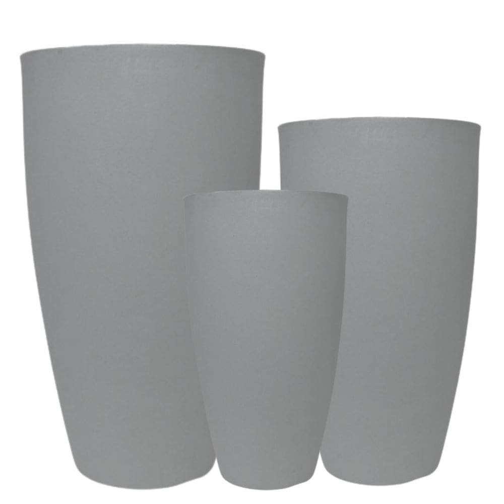 Vaso para Planta Artificial e Natural Cinza Médio 3un 70,50 e 30cm Vietnamita