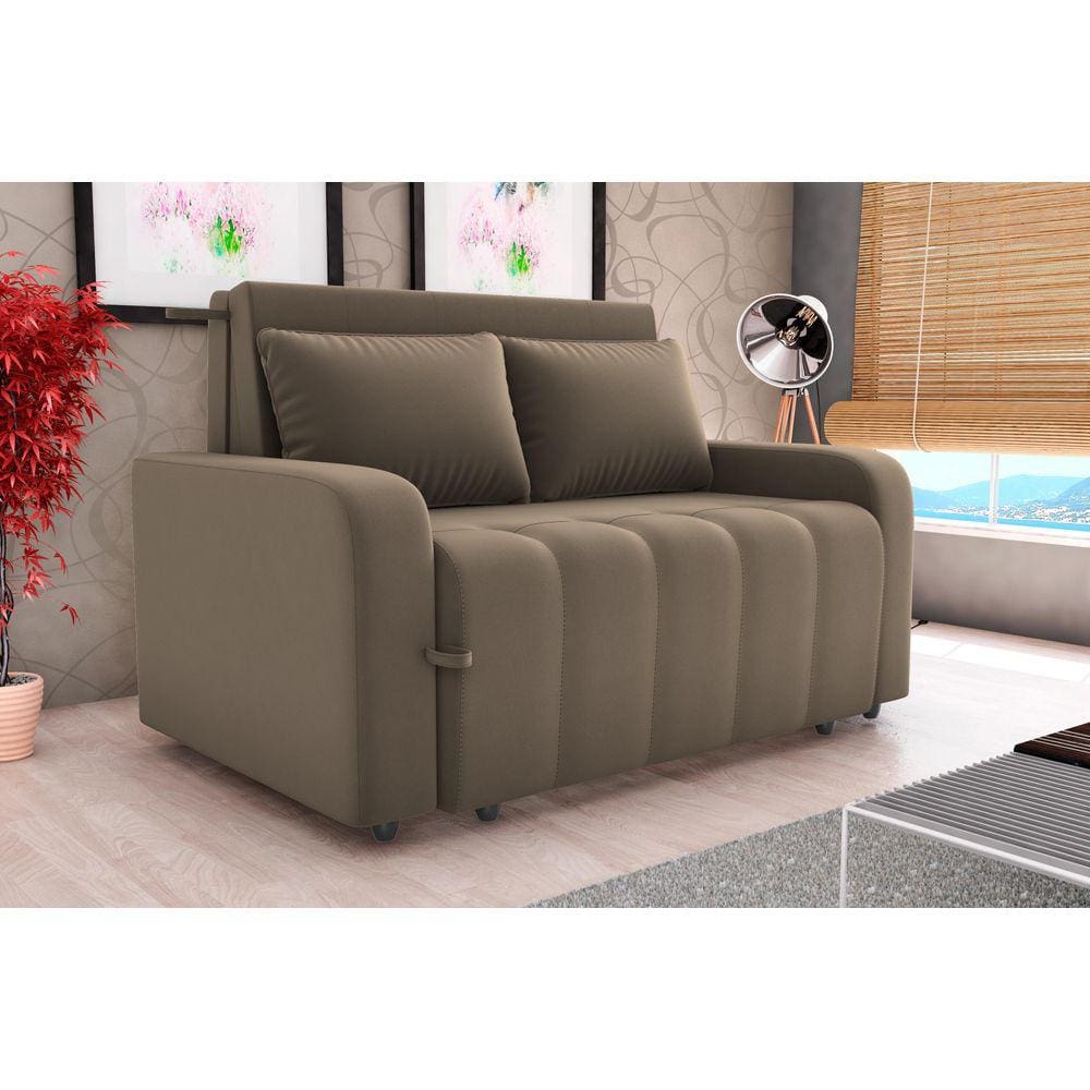 Sofá Cama Amora Veludo Cappuccino E434 - Matrix