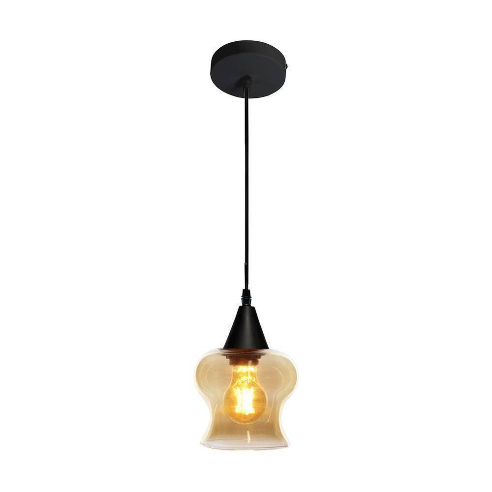 Lustre Pendente Taschibra Aisha Liso E27 Conhaque Bivolt Preto