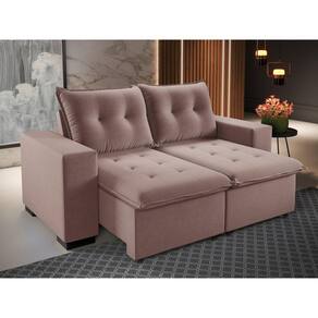 Sofá 200cm Bipartido Retrátil e Reclinável 3 Lugares Power com Rodizios Rosa