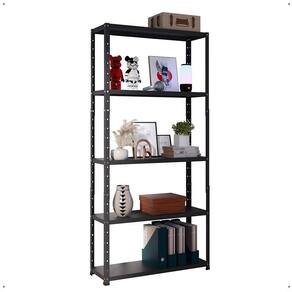 Estante Armário Aço 5 Bandeja Multiuso Expositor Loja Organizador Lavanderia Prateleiras Livros Quarto Sala Cozinha Industrial Preto Fosco -RPM