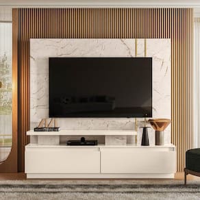 Estante para Tv e Home Theater New Apolo Calacata/Off White