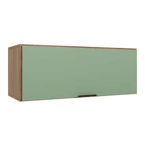 Armário Geladeira 1 Porta Basculante Paris Nogal Manchester/ Verde Matte