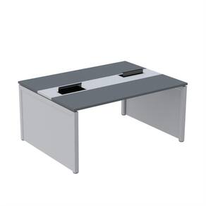 Mesa de Plataforma Dupla para 2 Pessoas Corporativa 130x140/2p Grafito/Cinza