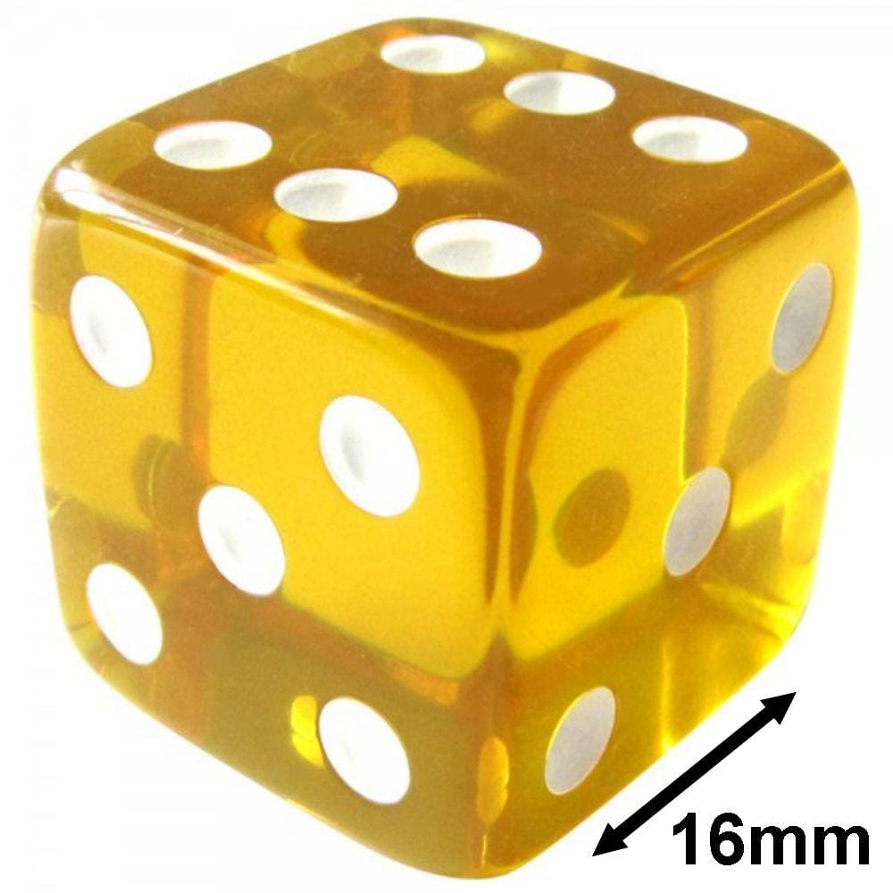Jogo De Dado 16mm (1,6cm) Amarelo Translúcido - EJ Games