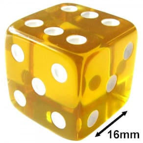 Jogo De Dado 16mm (1,6cm) Amarelo Translúcido - EJ Games