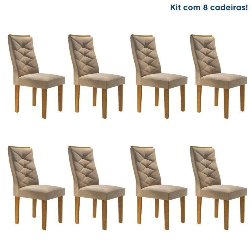 Conjunto 8 Cadeiras Estofadas Germany Ypê