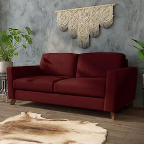 Sofá Sala De Estar Living 3 Lugares 280cm Presley Pés Madeira Veludo Vermelho G52 - Gran Belo