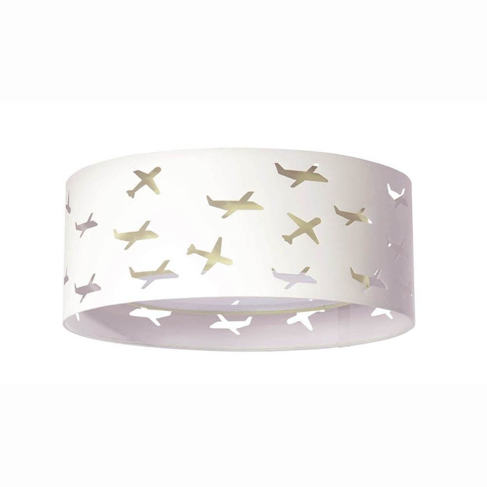 Luminária Infantil Plafon Aviões Duplo 50x16cm CRU /BRANCO