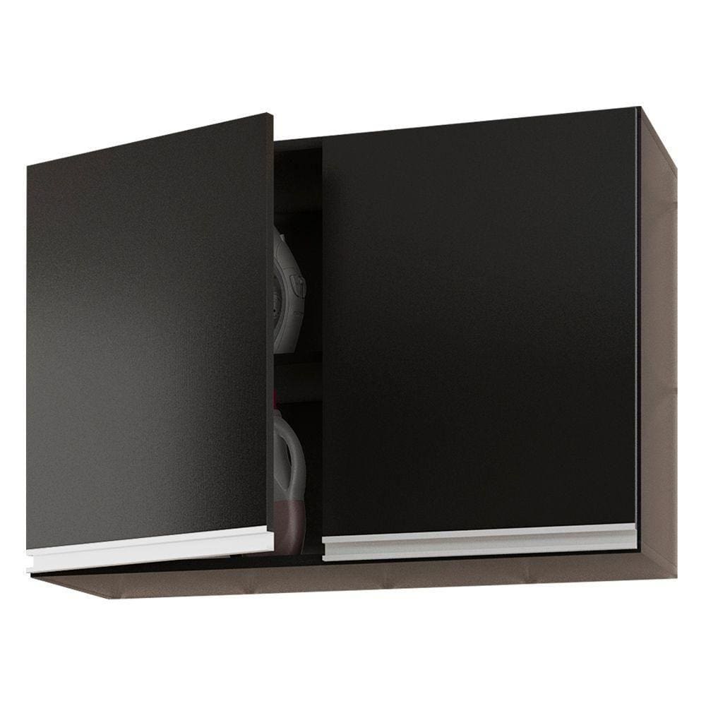 Armário De Parede área De Serviço E Lavanderia 80cm Com 02 Portas 100% Mdf Preto - Abmaza
