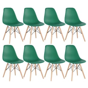 Kit 8 Cadeiras Charles Eames Eiffel Dsw Com Pés De Madeira Clara Verde Escuro
