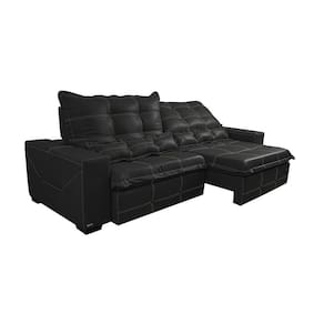 Sofá De Courino Retrátil E Reclinável 2,55m Cama Inbox Bourbon SoftgelD40 Preto