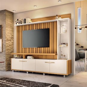 Home Theater Decorativo Perseu Tv Até 60" Com Led Cinamomo/off White G26 - Gran Belo