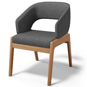 Cadeira De Jantar E Estar Living Estofada Lince L02 Linho Cinza Escuro