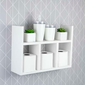 Prateleira Porta Papel Organizador Para Banheiro Branco 40cm