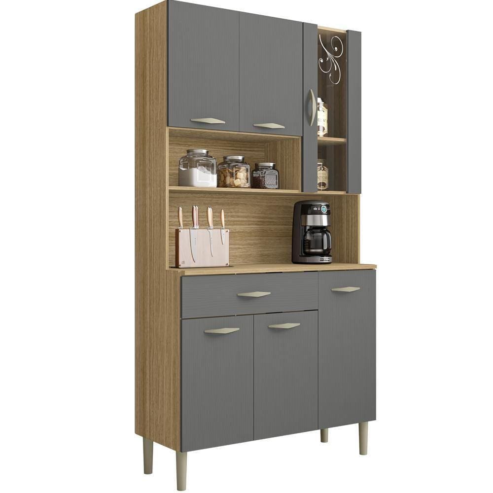 Kit Armario Cozinha 6 Portas 196gd Freijo Gris Ktp Freijo Gris