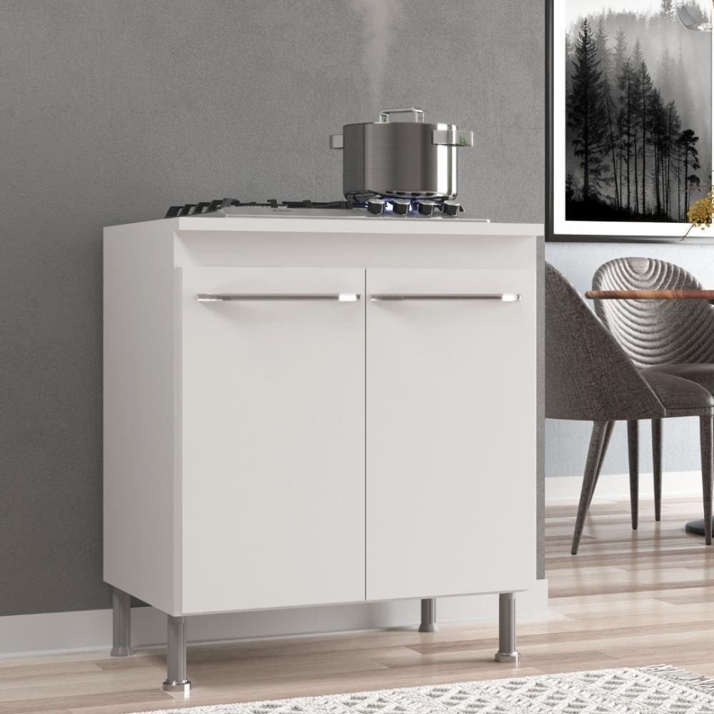 Balcão Modulado  Tampo Viena 2 Portas Branco