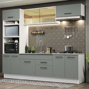 Cozinha Completa 270003 Com Armário E Balcão Branco/Cinza