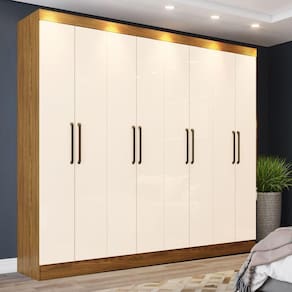 Guarda Roupa Casal 8 Portas 4 Gavetas Ibiza Casa 812 Nature Com Off White