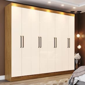 Guarda Roupa Casal 8 Portas 4 Gavetas Cancun Casa 812 Nature Com Off White