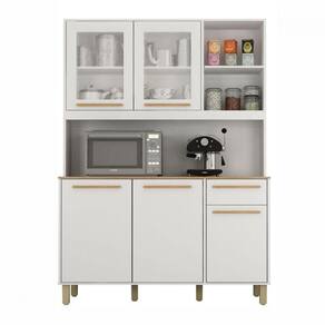 Cozinha Compacta Rubi 5 Portas 1 Gaveta Branco Com Cinamomo Valdemoveis Branco Com Cinamomo