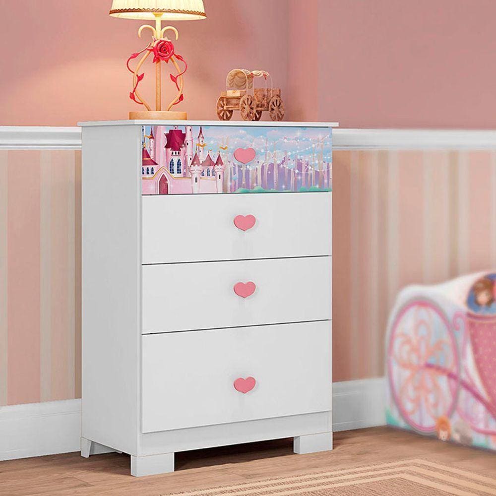 Cômoda 4 Gavetas Floresta Encantada Branco - Móveis Estrela