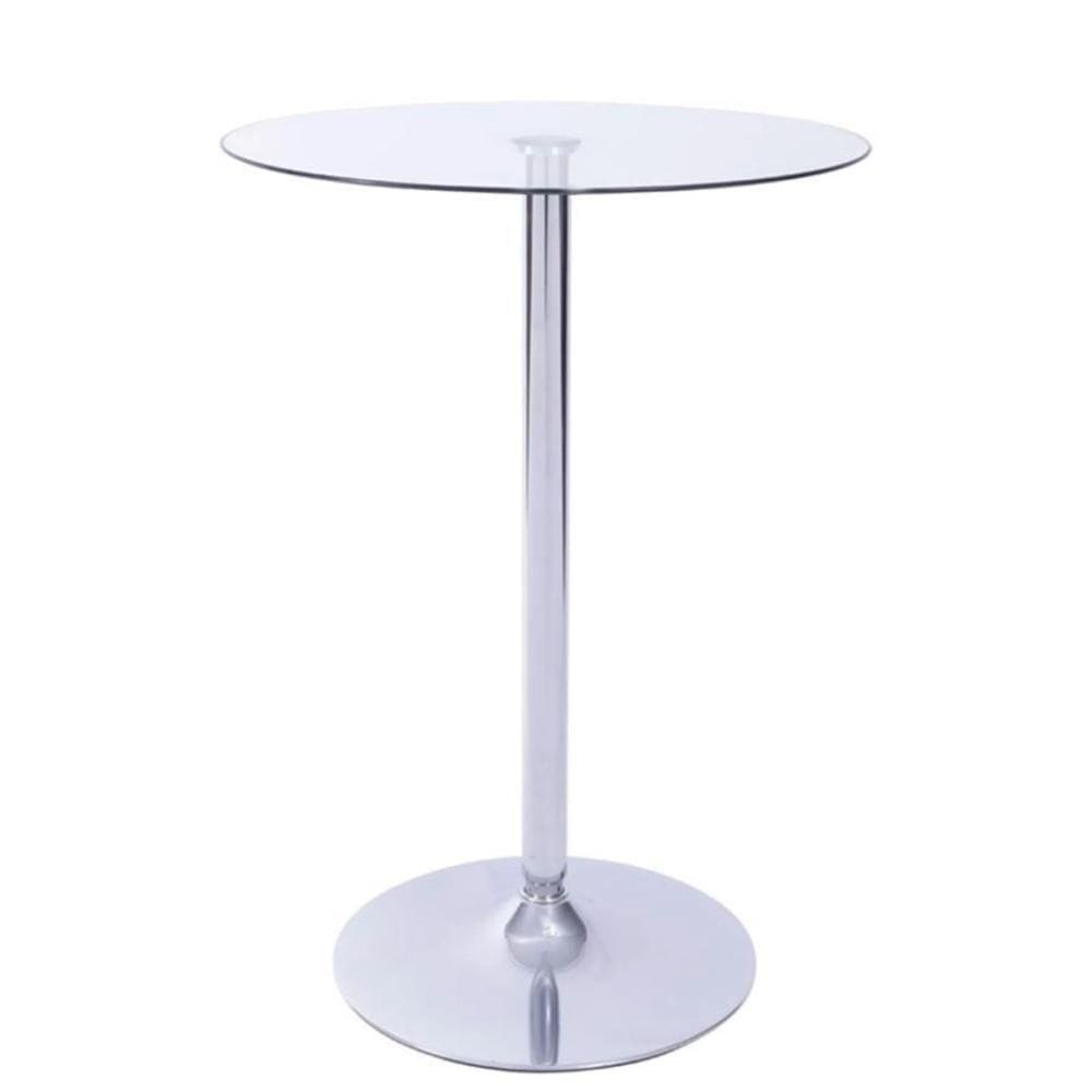 Mesa Bistrô Redonda Apollo 70 Cm (largura) Base Aço Cromado Tampo Vidro Temperado 110 Cm (altura)