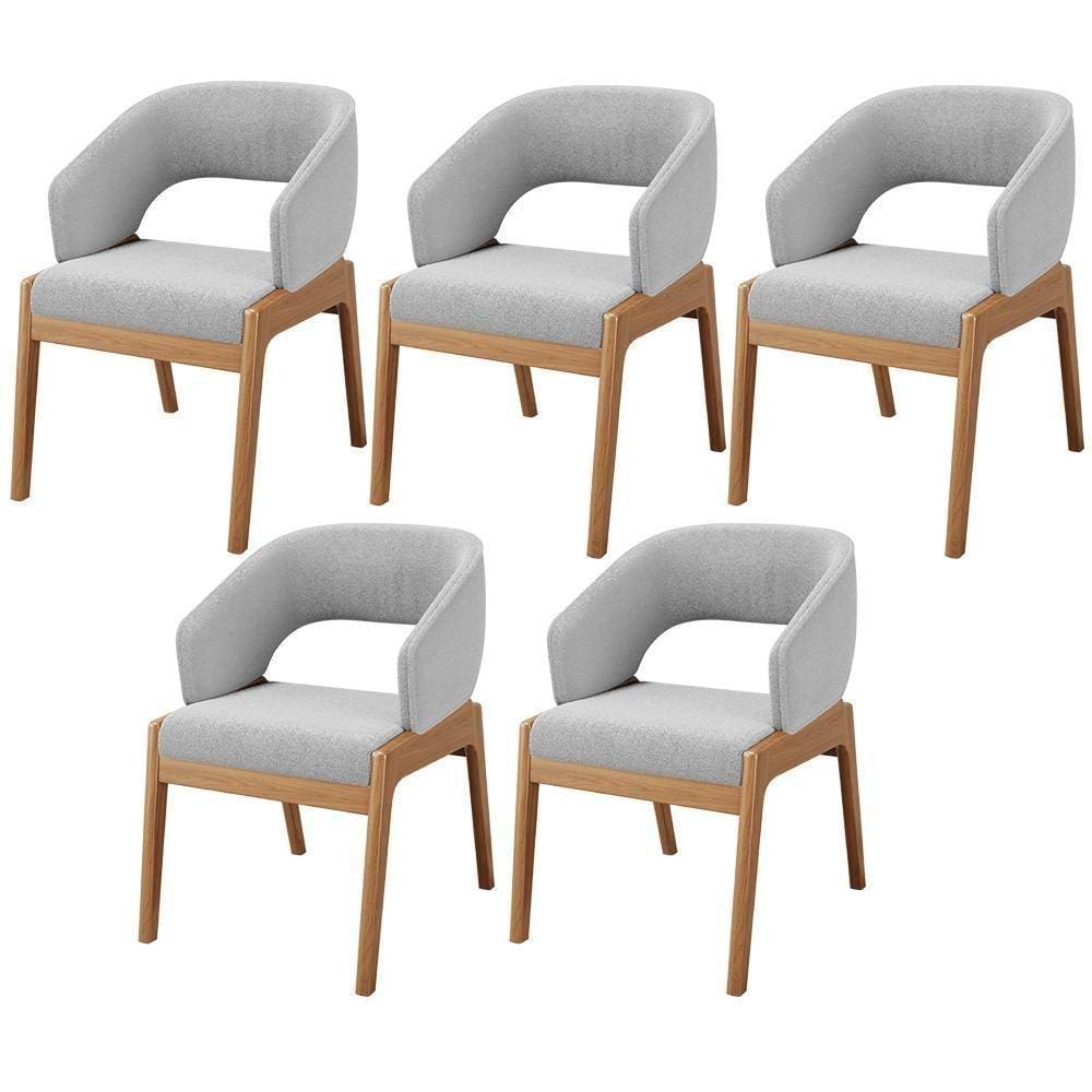 Kit 05 Cadeiras De Jantar E Estar Living Estofada Lince L02 Bouclê Cinza - Lyam Decor