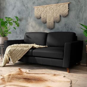 Sofá Sala De Estar Living 3 Lugares 260cm Presley Pés Madeira Couro Preto G52 - Gran Belo