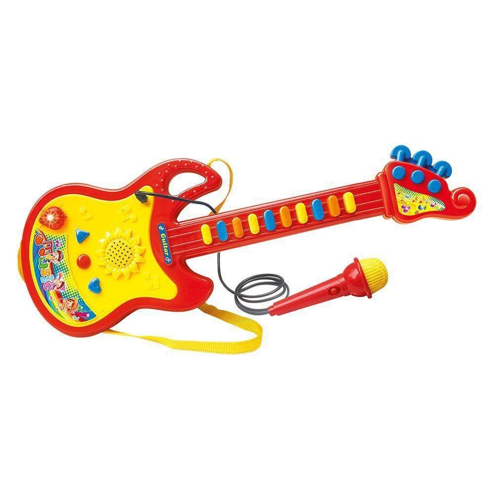 Guitarra Com Microfone Vermelha Dmt5379 Dm Toys