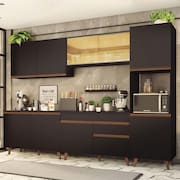 Cozinha Completa 300001 Com Armário E Balcão Preto Preto