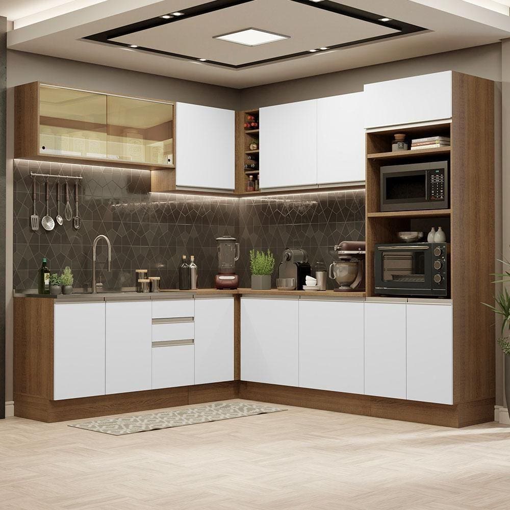 Cozinha Completa 459001 Com Armário E Balcão Rustic/Branco