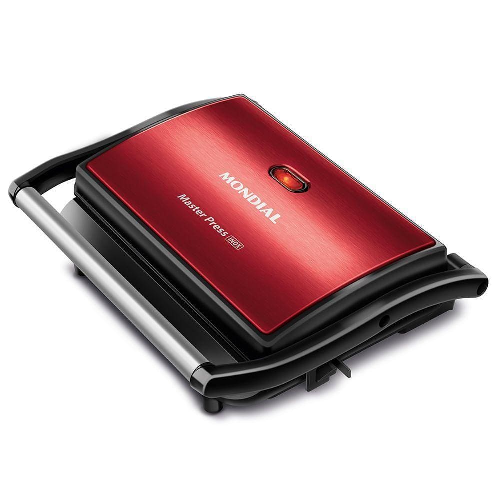 Press Grill Red Ceramic Mondial Pg-01-rc Press Grill Red Ceramic Pg-01-rc 127v/60hz Inox Vermelho