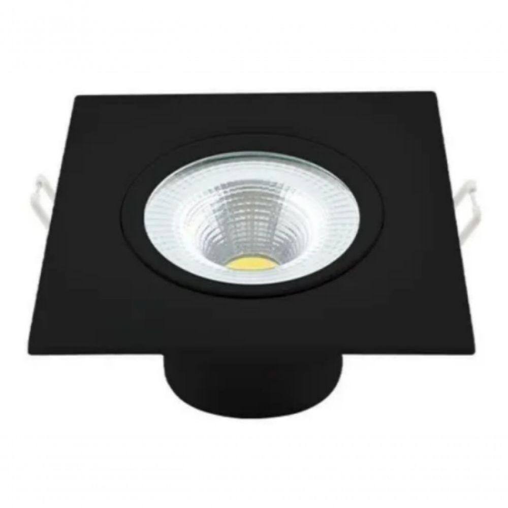 Spot Led 5w Quadrado Embutir Branco Frio 9x9cm Preto