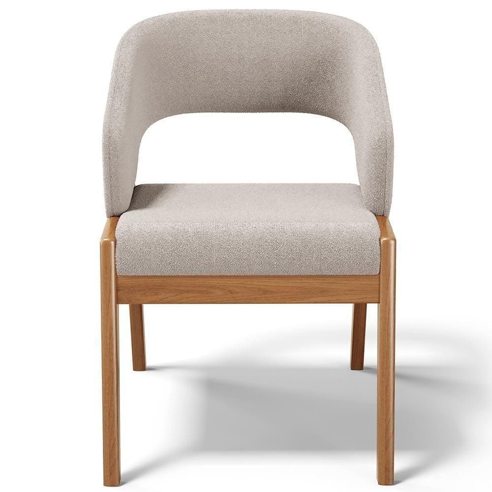 Cadeira De Jantar E Estar Living Estofada Lince L02 Bouclê Bege - Lyam Decor