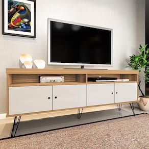 Rack Liberty Para Tv Até 60 Polegadas 1,60m Carvalho/ Off White Artely Off White