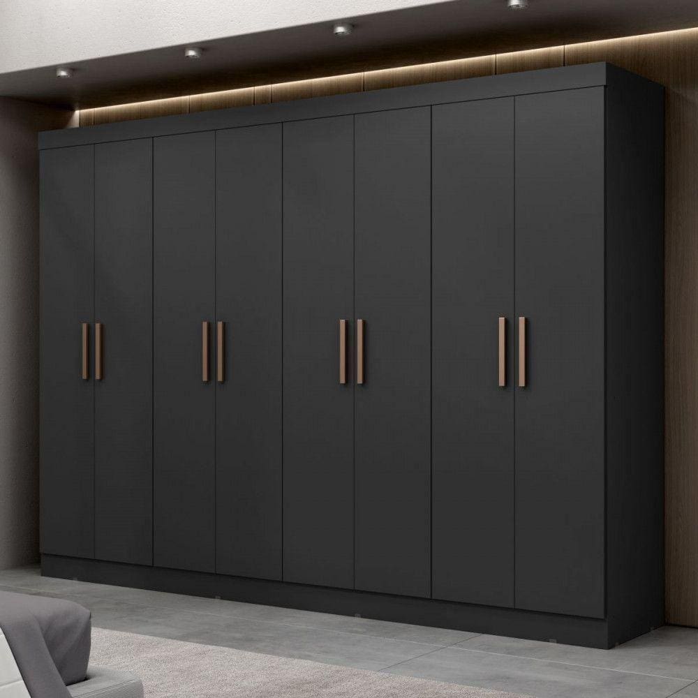 Guarda Roupa Casal Paris 8 Portas Mdp Preto Fosco Maxel Preto