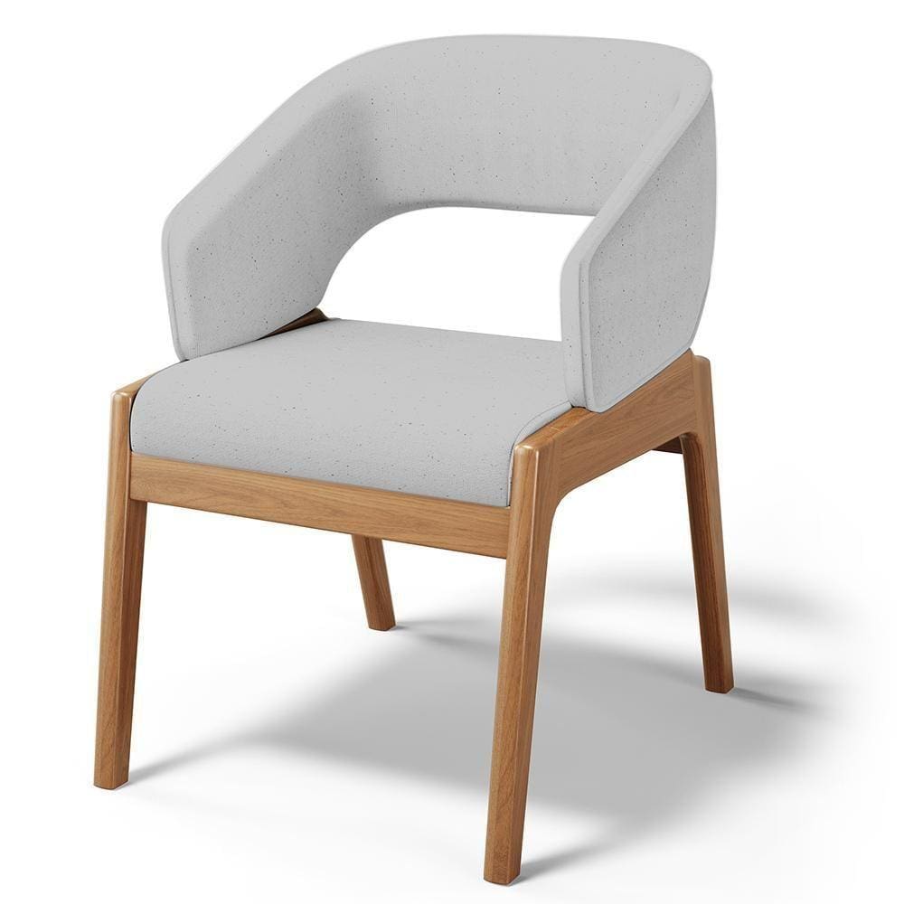 Cadeira De Jantar E Estar Living Estofada Lince L02 Linho Cinza - Lyam Decor