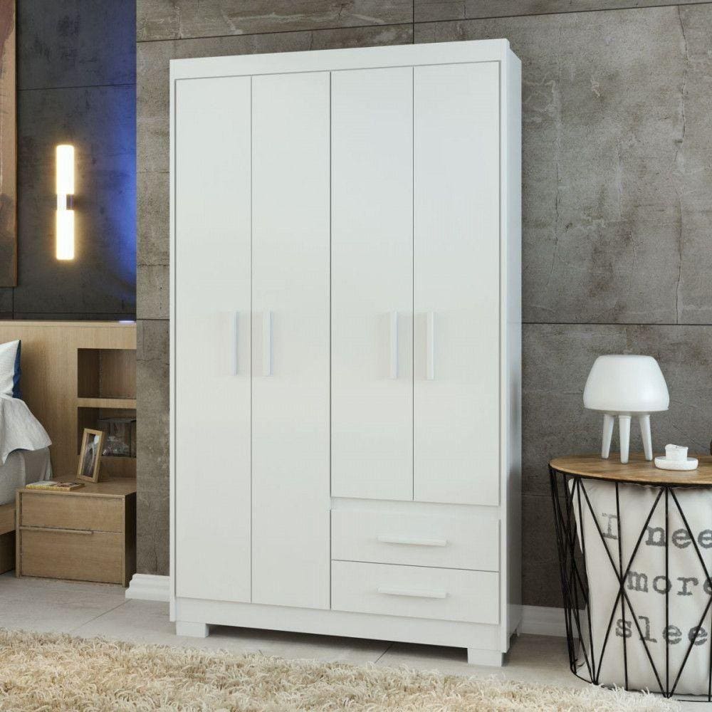 Guarda Roupa Primacy 4 Portas 2 Gavetas Branco Batrol Branco