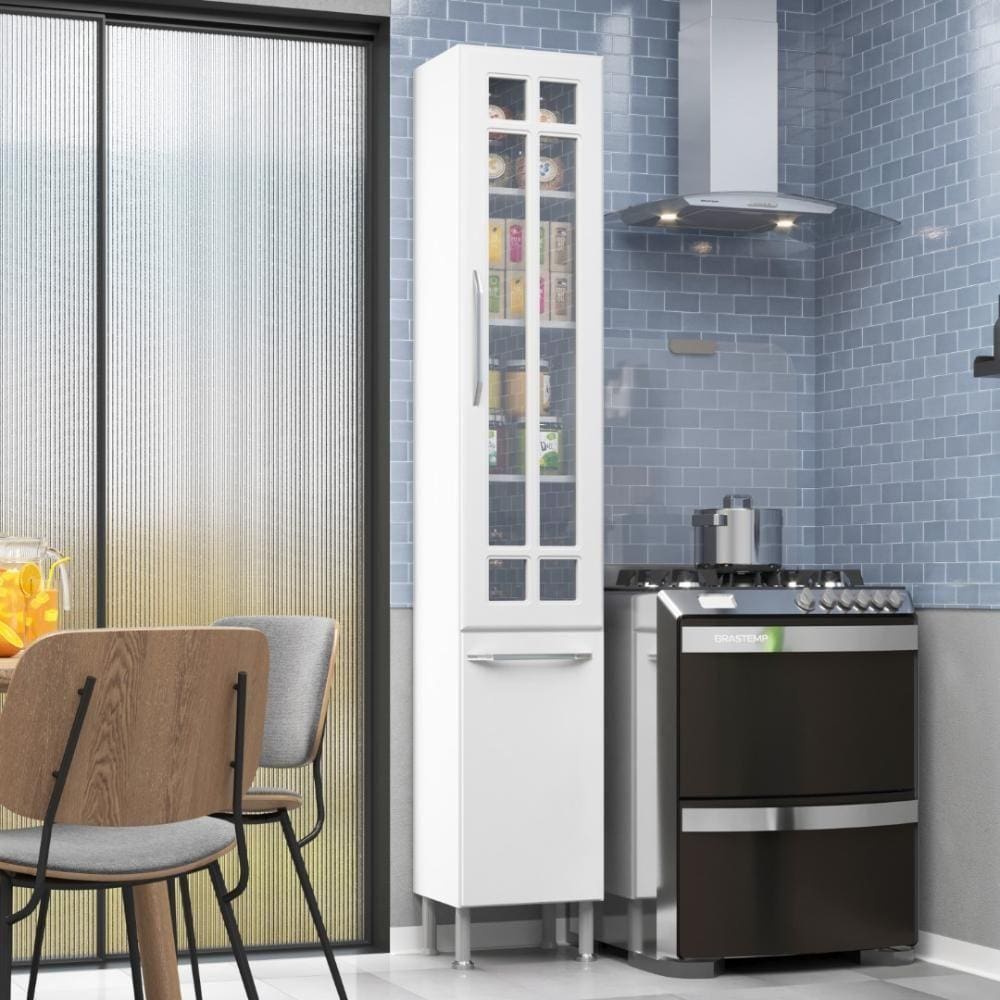 Paneleiro Simples Modulado Vidro Viena 2 Portas Branco