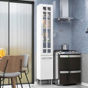 Paneleiro Simples Modulado Vidro Viena 2 Portas Branco