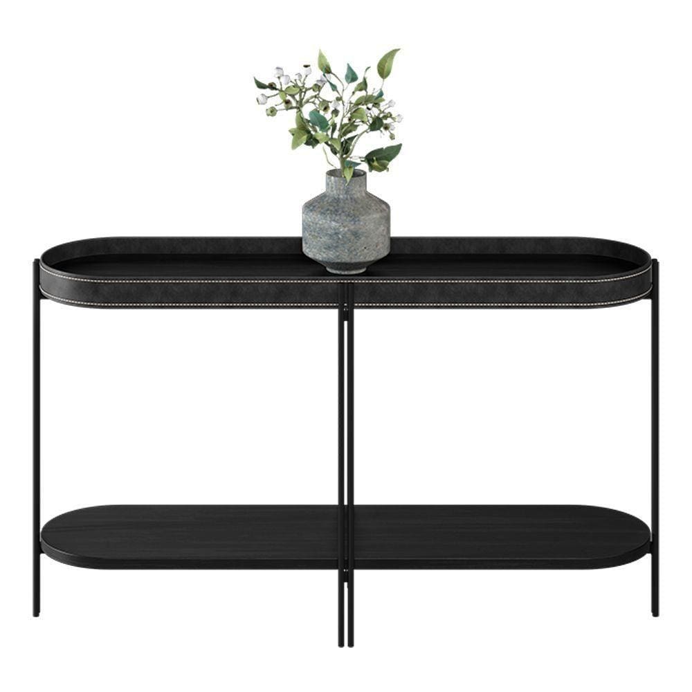 Buffet Aparador Isi Preto Tx E Couro Preto 139x79 Cm L04 - D`rossi