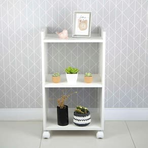 Estante Multiuso Branco Para Quarto Sala Com Rodinha 40cm