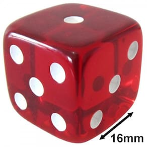 Jogo De Dado 16mm (1,6cm) Vermelho Translúcido - EJ Games
