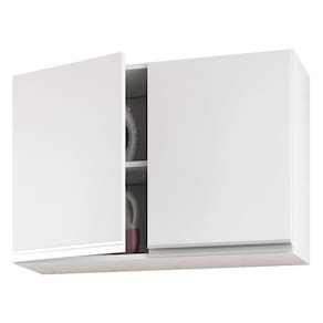Kit Com 02 Armários Aéreo 80cm E 60cm 100% Mdf Branco